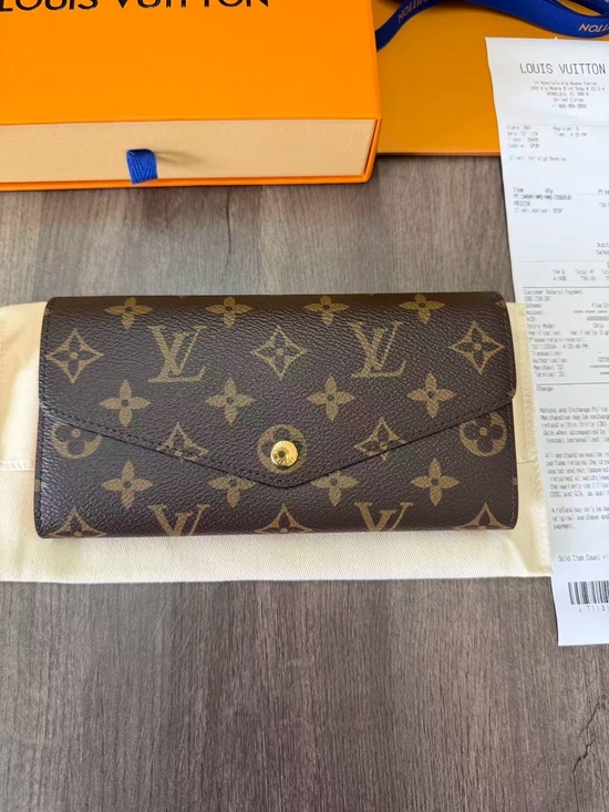 Louis Vuitton Handbags - Louis Vuitton Brown Monogram Envelope Wallet with Gold-Tone Snap